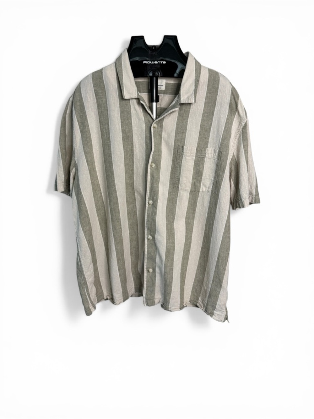 Mutual Weave Linen Cotton Striped Short Sleeve Button Shirt Mens XXL